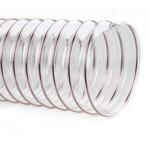 100mm PU Absaugschlauch Antistatisch mit Stahlfeder METERWARE - Transparent