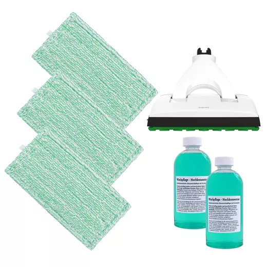 3 Wischtücher 1L Reinigungsmittel passend für Vorwerk SP7 Bodenwischer - Mikrofaser / Kunststoff