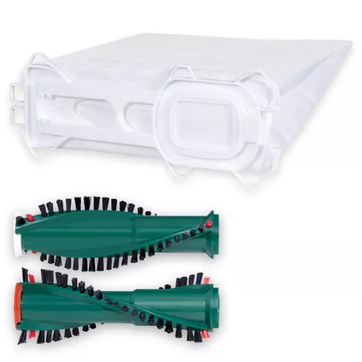 6 Staubsaugerbeutel und Bürsten passend für Vorwerk Kobold VK 135 mit EB 351