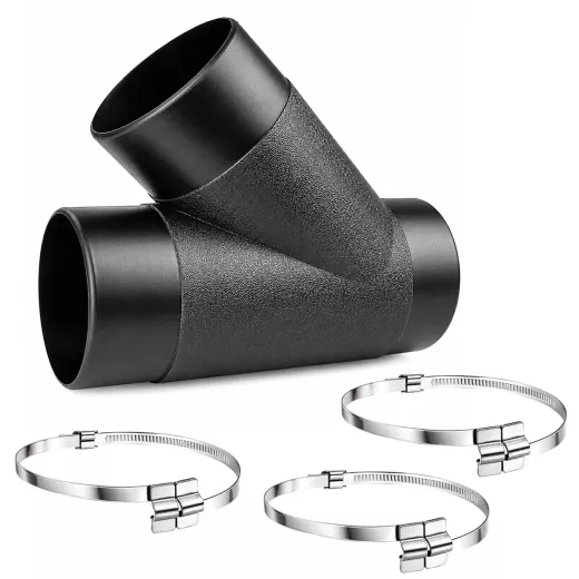 Y-Stück für Absaugschläuche 100mm Absauganlage Verteiler Abzweig Adapter inkl. 3 Schlauchschellen