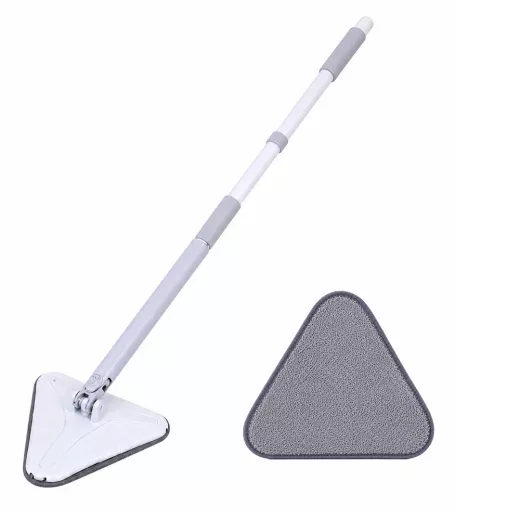 Dreieckiger Wischmopp 360° drehbar mit Ersatztuch Mikrofasertuch Wischer Bodenwischer