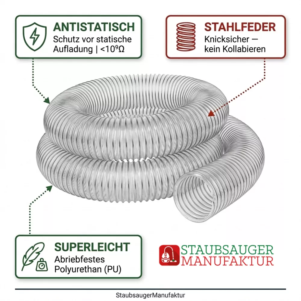 Absaugschlauch 100mm Antistatisch für Parkside PASA 1200 A1/B2 Absauganlage passend