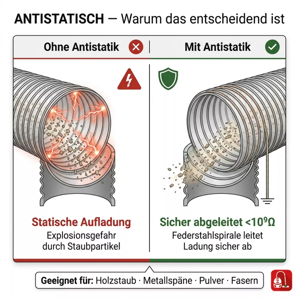 Absaugschlauch 100mm Antistatisch für Parkside PASA 1200 A1/B2 Absauganlage passend