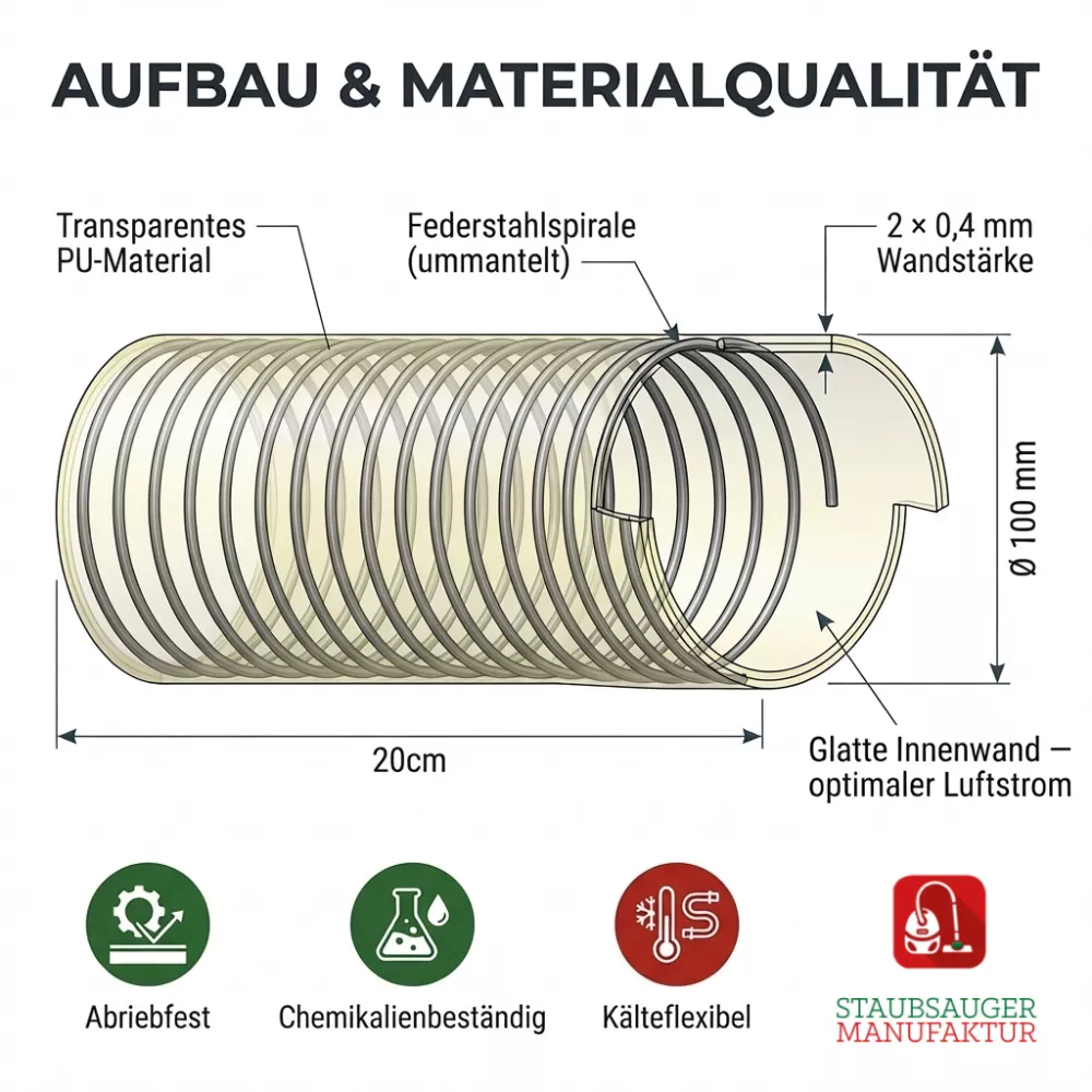 Absaugschlauch 100mm Antistatisch für Scheppach DC100 und DC500 Absauganlage passend