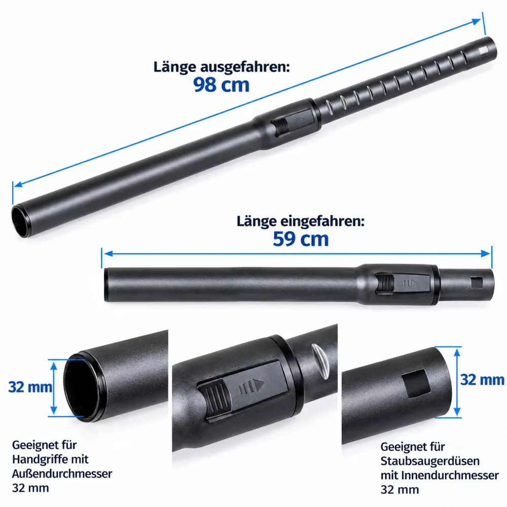 Rohr Bodendüse Flach passend für alle Staubsauger mit 32 mm Anschluss