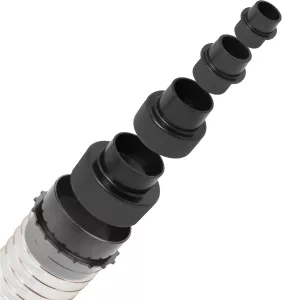 100mm PU Absaugschlauch Antistatisch mit Stahlfeder mit 5tlg Adapterset 2 Schlauchschellen
