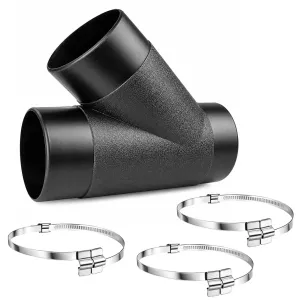 Y-Stück für Absaugschläuche 100mm Absauganlage Verteiler Abzweig Adapter inkl. 3 Schlauchschellen